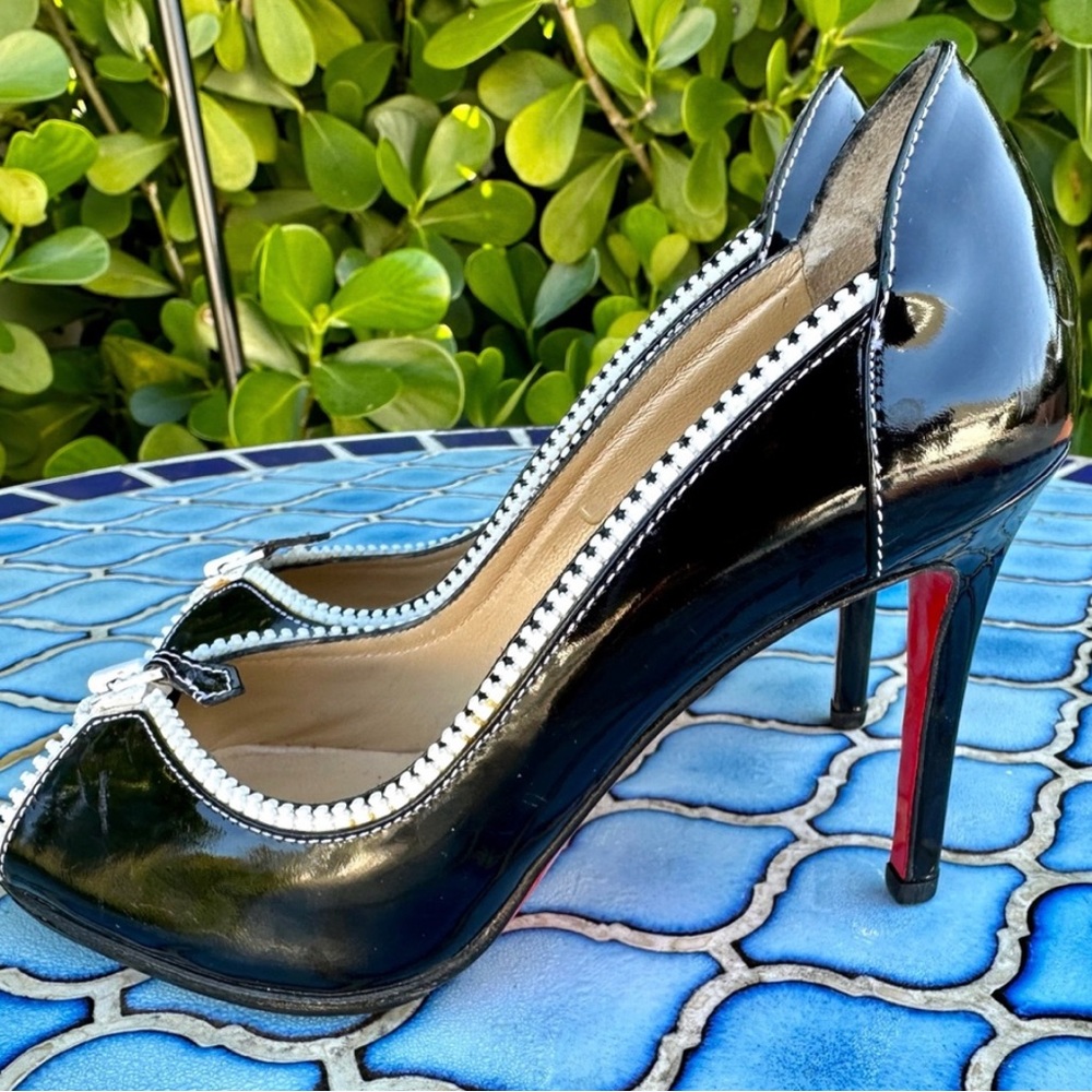 Christian Louboutin Black and White Zipper Heels